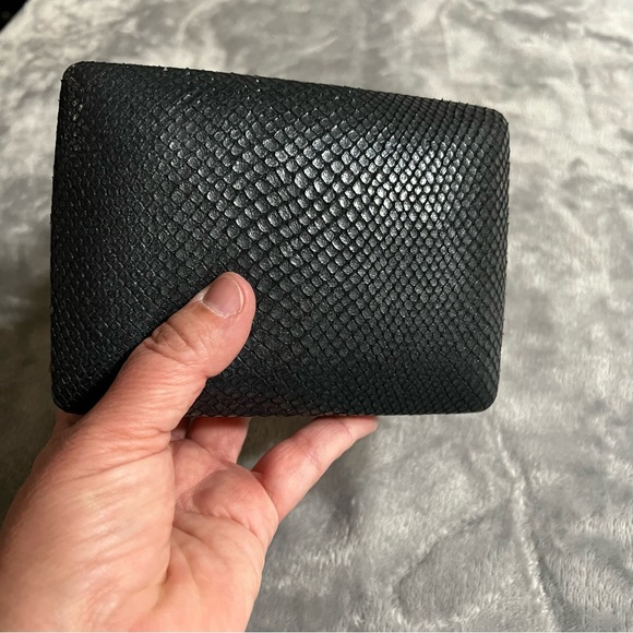 Serpui Maria Clutch with Large Leather Flower 6 x 5 x 2 Black and Cream - Picture 12 of 16